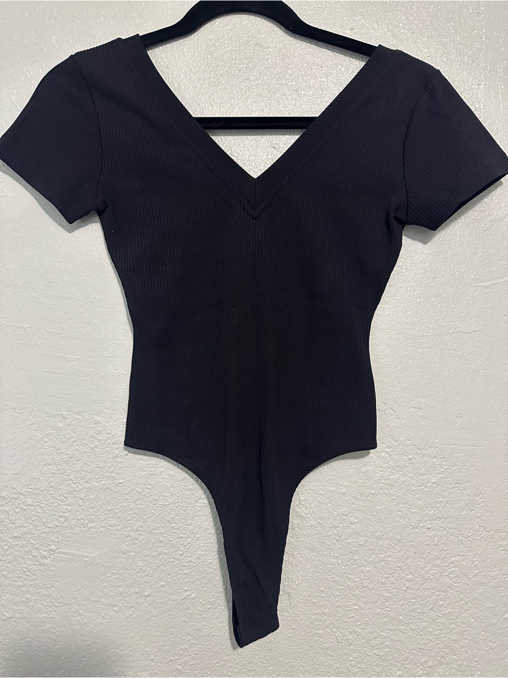 Express Black V-Neck Short Sleeve Bodysuit Size 1
